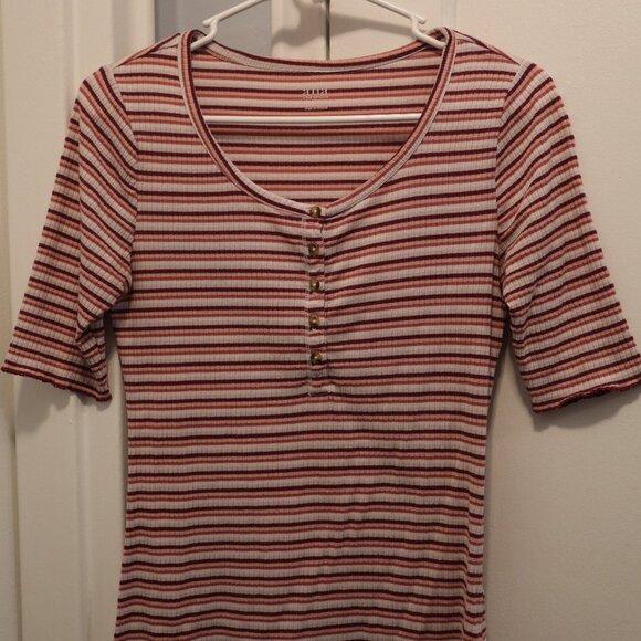 a.n.a. Pink Striped Henley - Picture 2 of 3